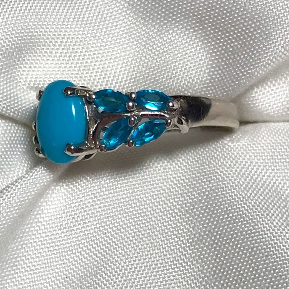 Real Sleeping Beauty w/ Paraiba colored Apatite Sz 5 - Picture 3 of 9